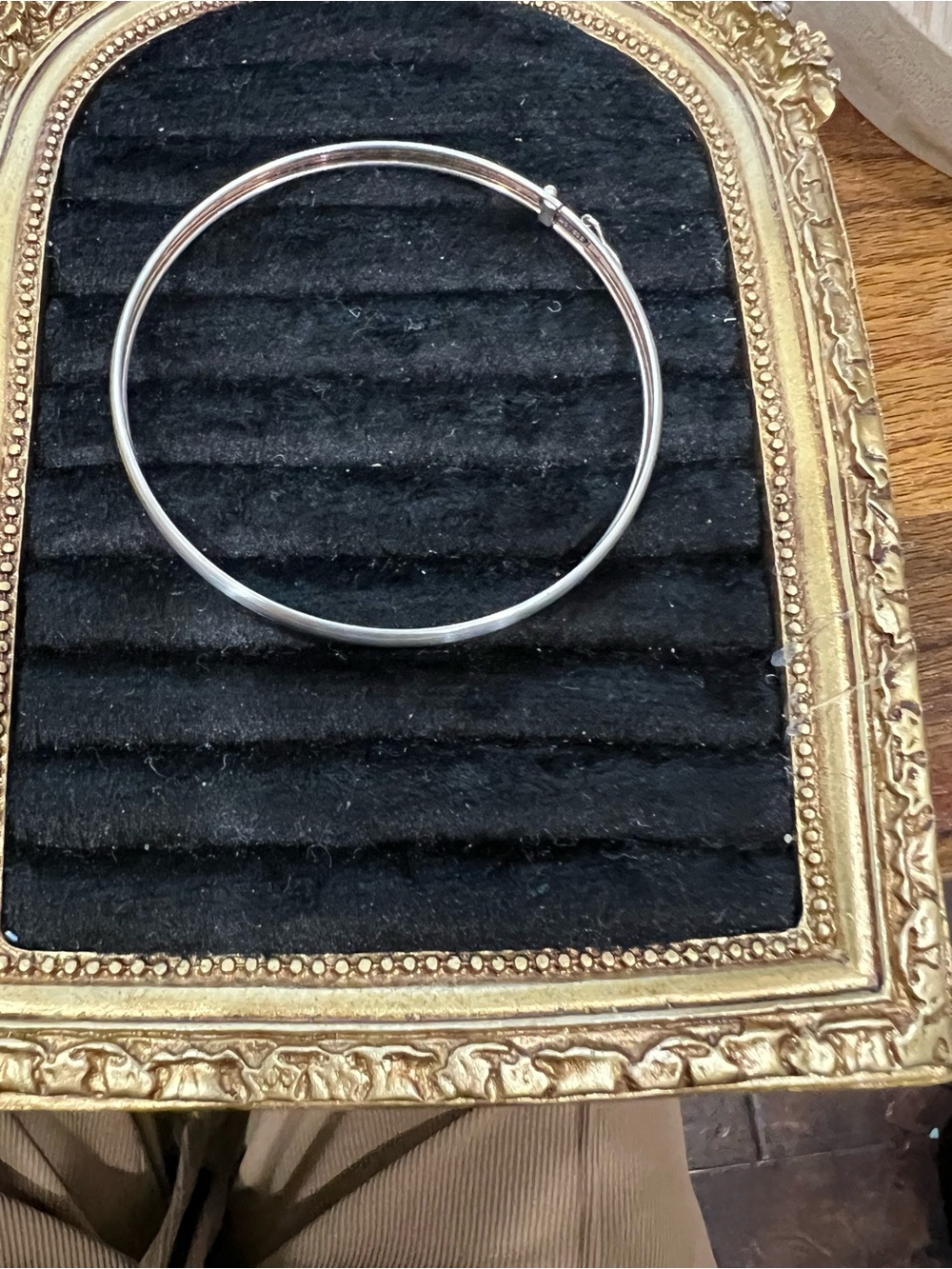 Sterling Silver Hinged Bangle Bracelet - Sleek Silver Women's Jewelry size 7.3/4